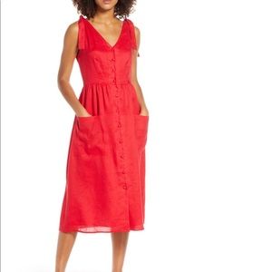 *Charles Henry Red Linen Dress